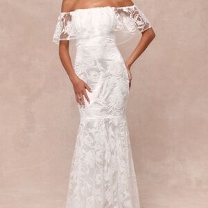 Lulus Perfect Eternity White Off-the-shoulder Floral Maxi Dress - Size S